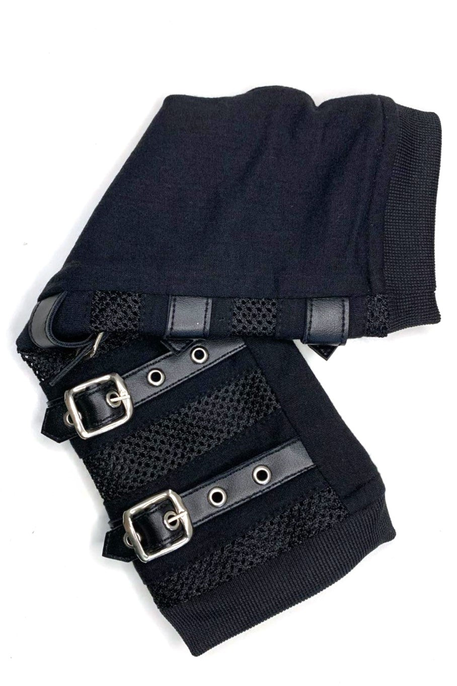 Ro Rox Gothic Punk Fingerless Mesh Buckle Long Arm Warmers