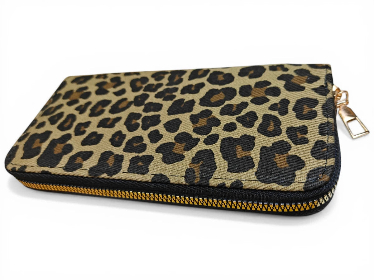 Ro Rox Leopard Print Zip Around Wallet Purse – Gothic Alternative Animal Print Clutch