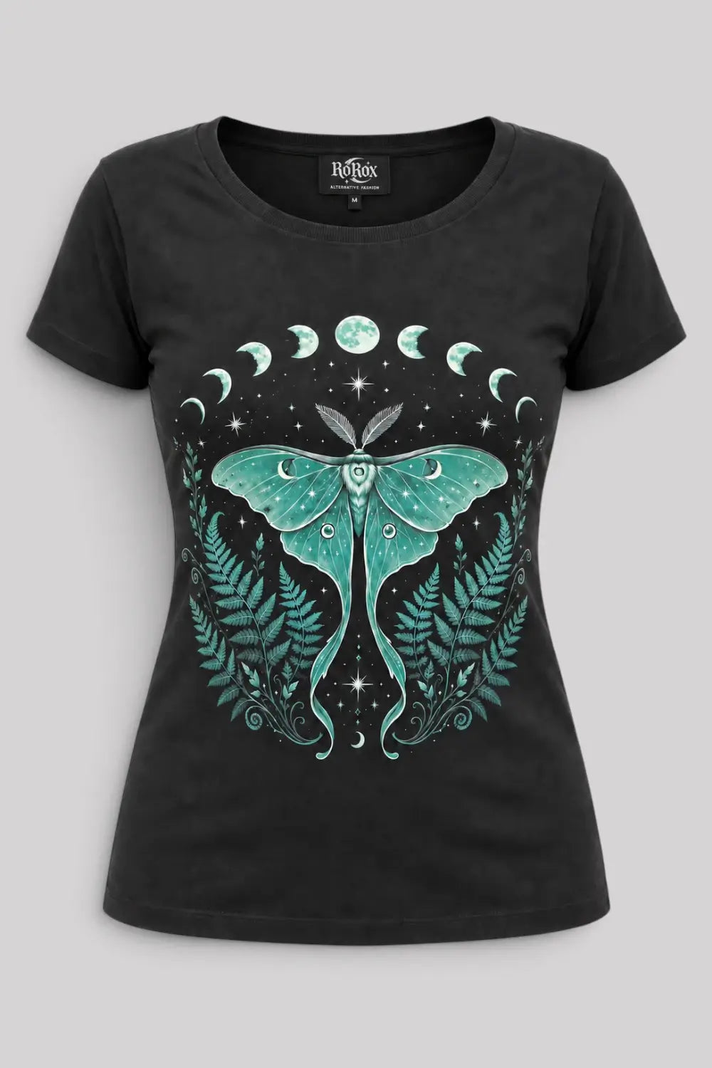 Ro Rox Luna Moth T-shirt – Gothic Moon Phase Alt Graphic Tee