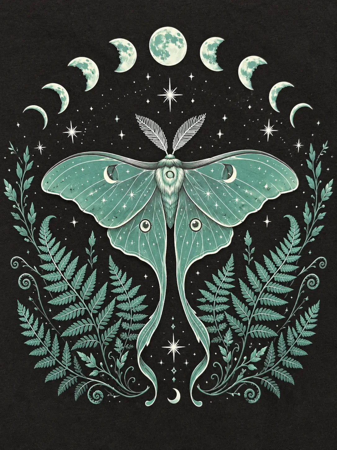 Ro Rox Luna Moth T-shirt – Gothic Moon Phase Alt Graphic Tee