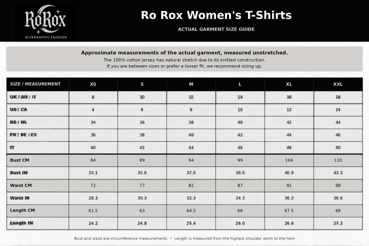 Ro Rox Gothic T-Shirts Women's Alternative Graphic Anime Tees