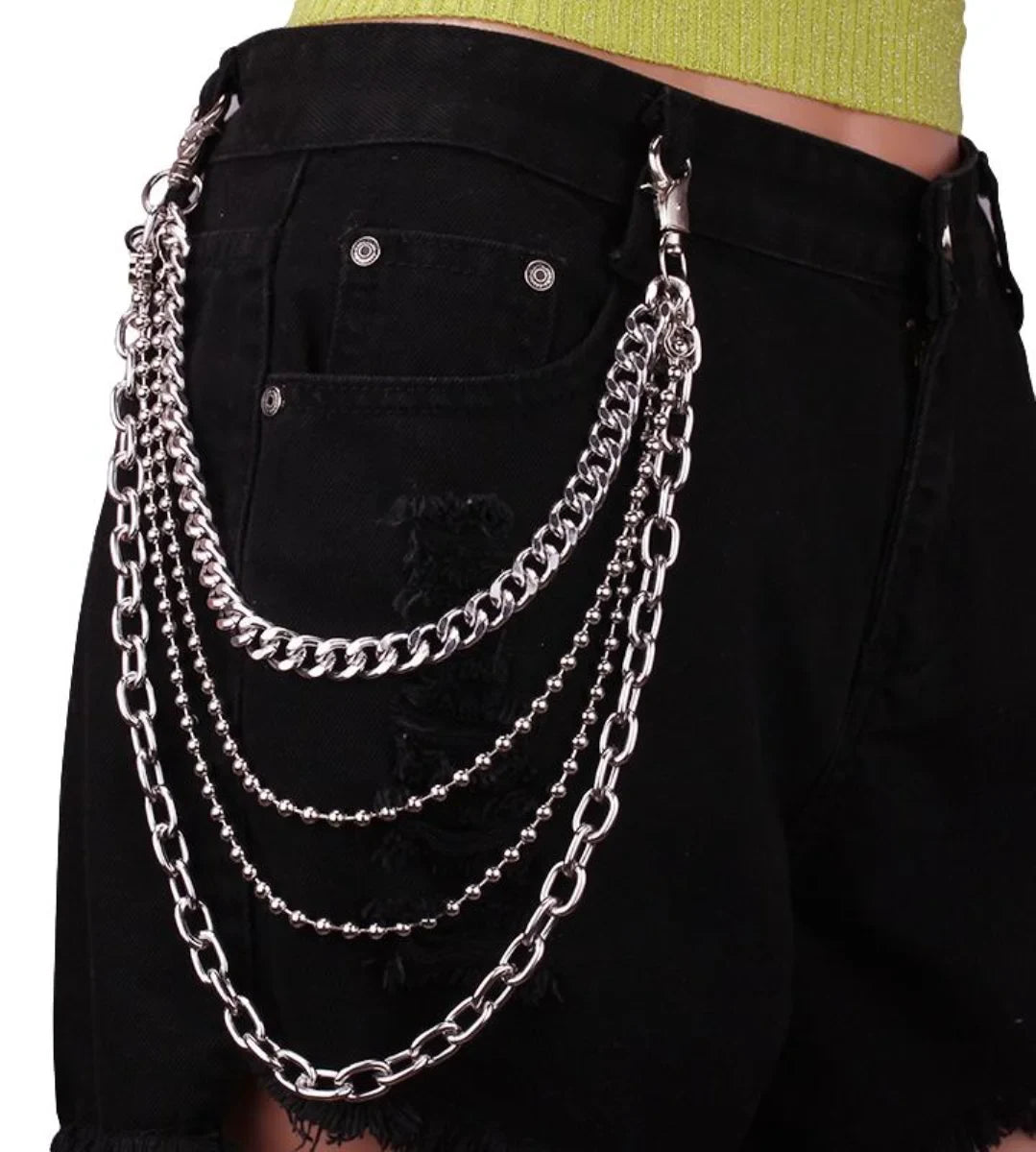 Ro Rox Multi-Chain Layered Silver Waist & Hip Chain Accessory