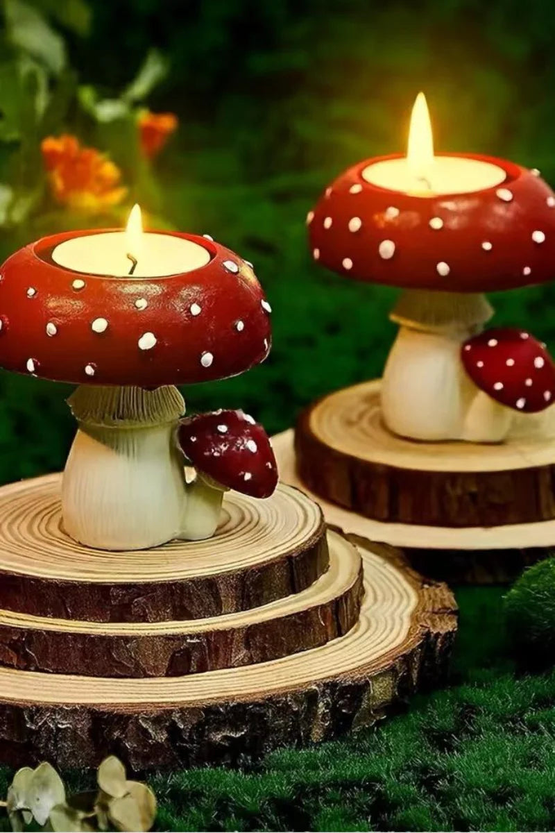 Ro Rox Mushroom Tealight Candle Holder - Red Toadstool Decor