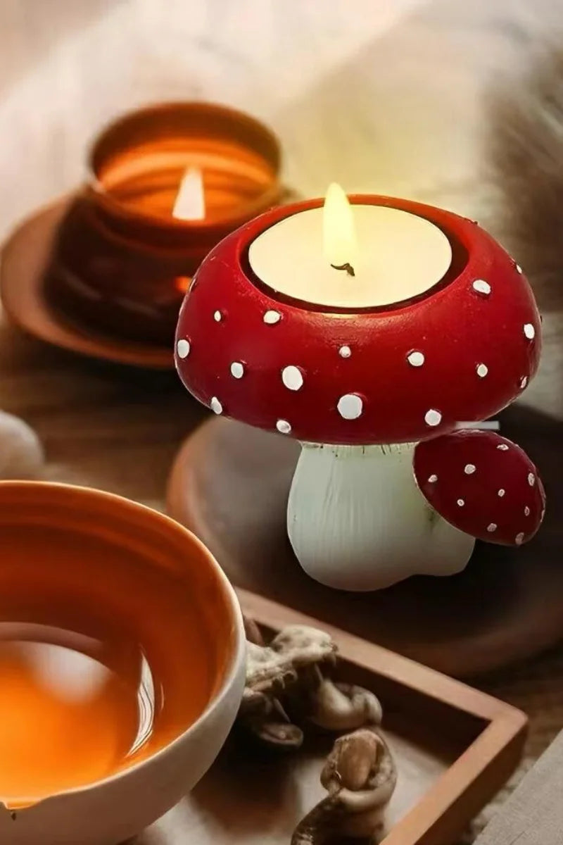 Ro Rox Mushroom Tealight Candle Holder - Red Toadstool Decor