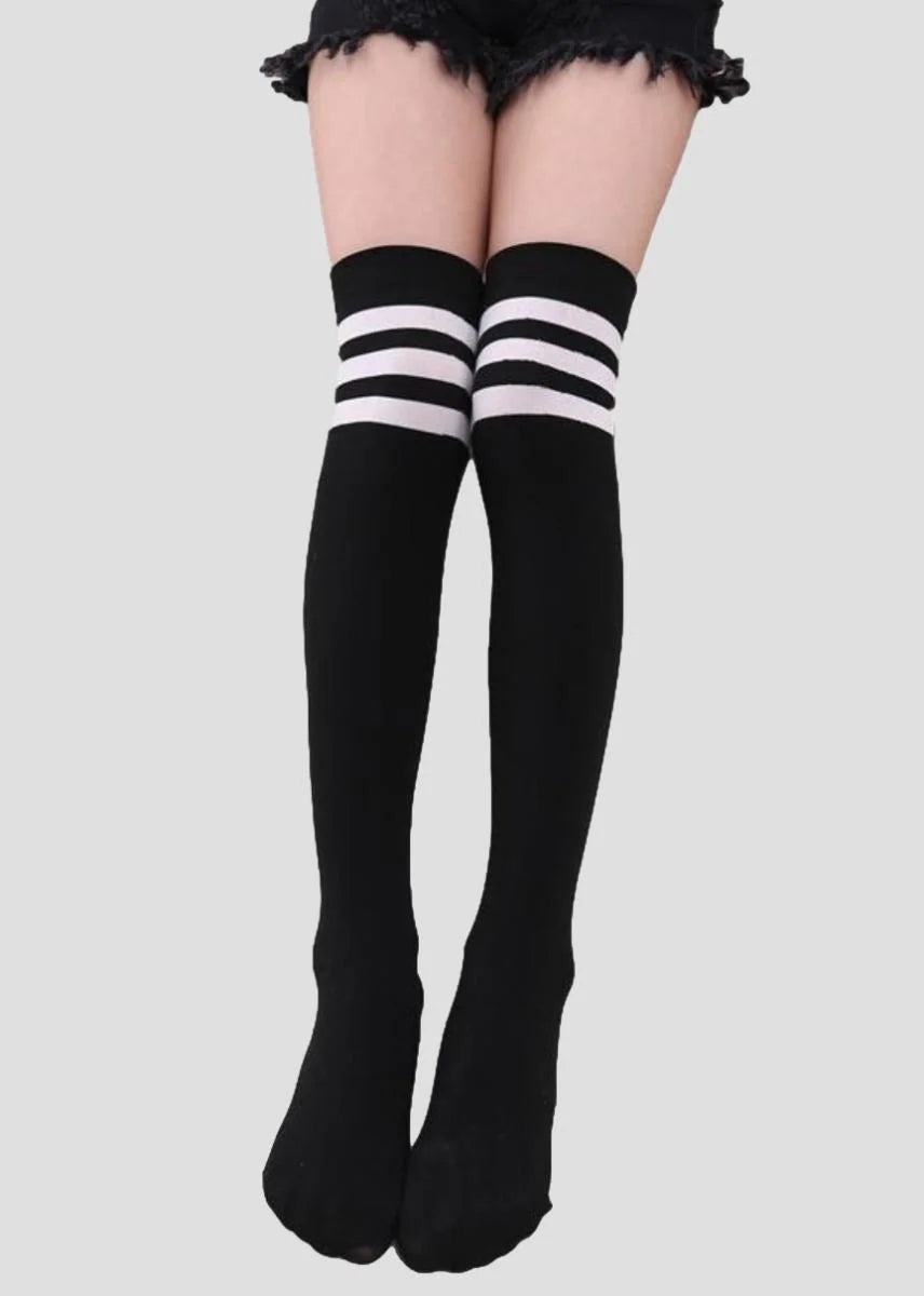 Ro Rox Referee Socks - Striped Gothic Tights Knee-High Style | Ro Rox