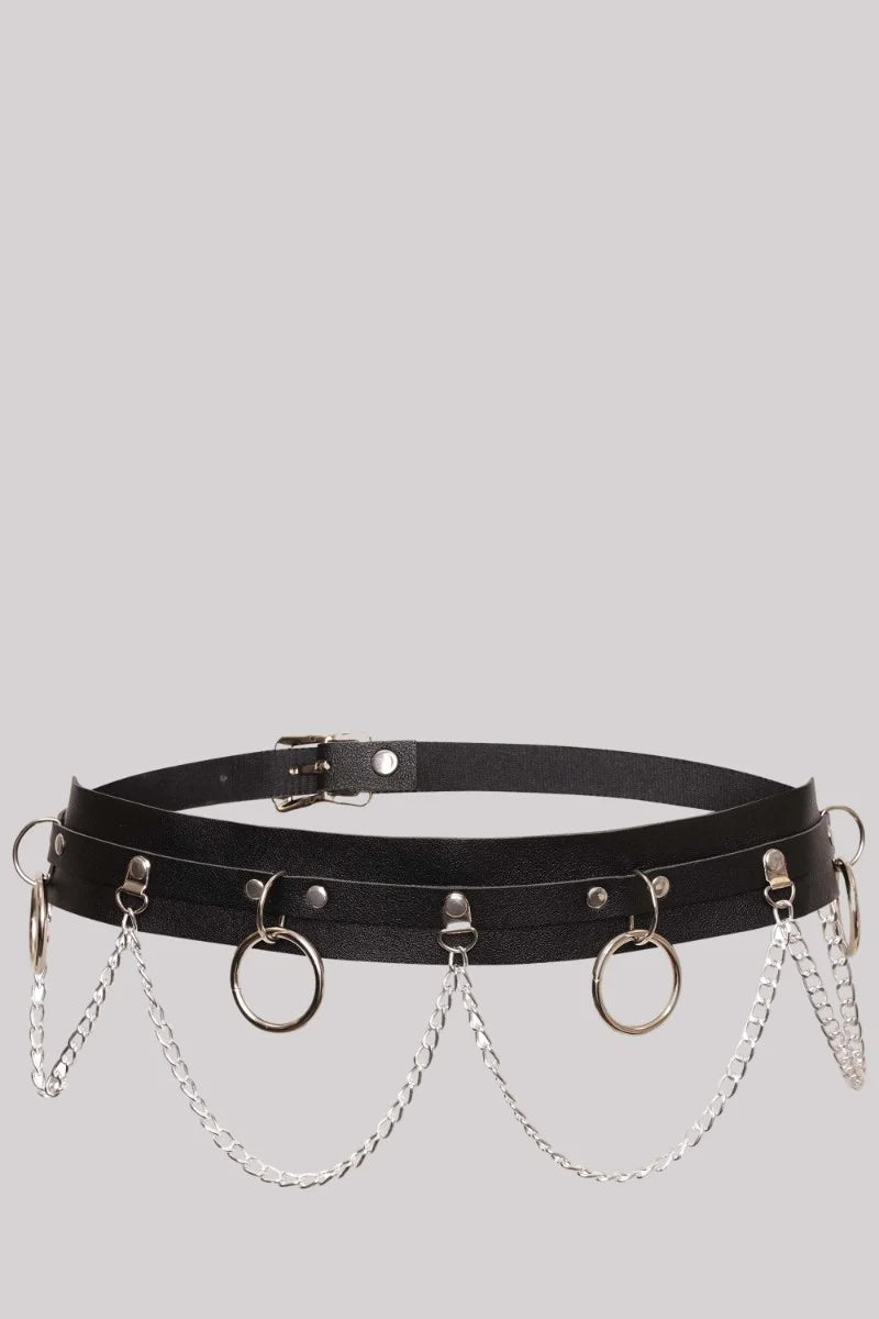 Ro Rox Peyton O-Ring Chain Faux Leather Belt