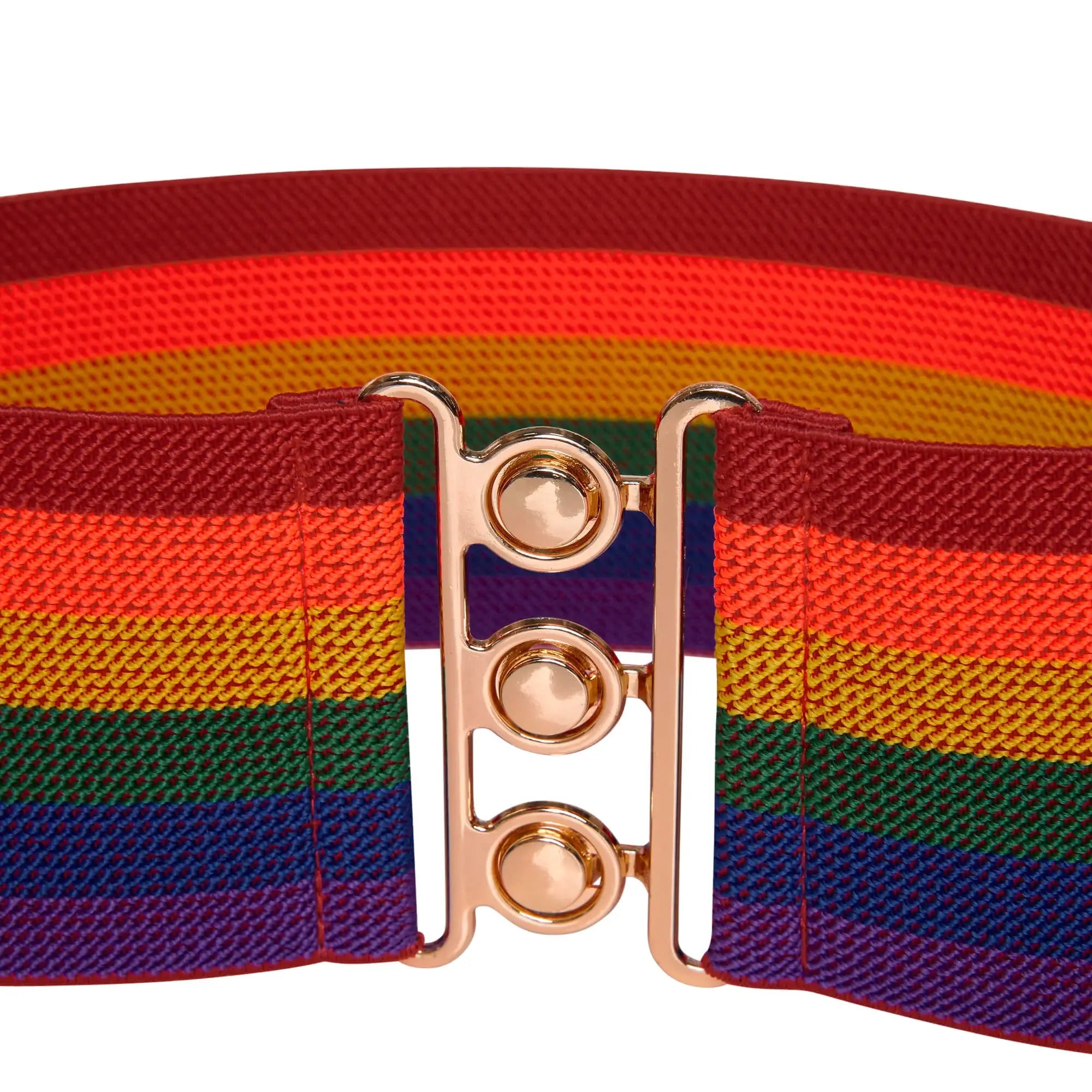 Vintage Rainbow Stretch Belt with Gold Metal Buckle Rainbow Elastic Fabric Belt With Silver Metal Buckle - Etsy main image 2