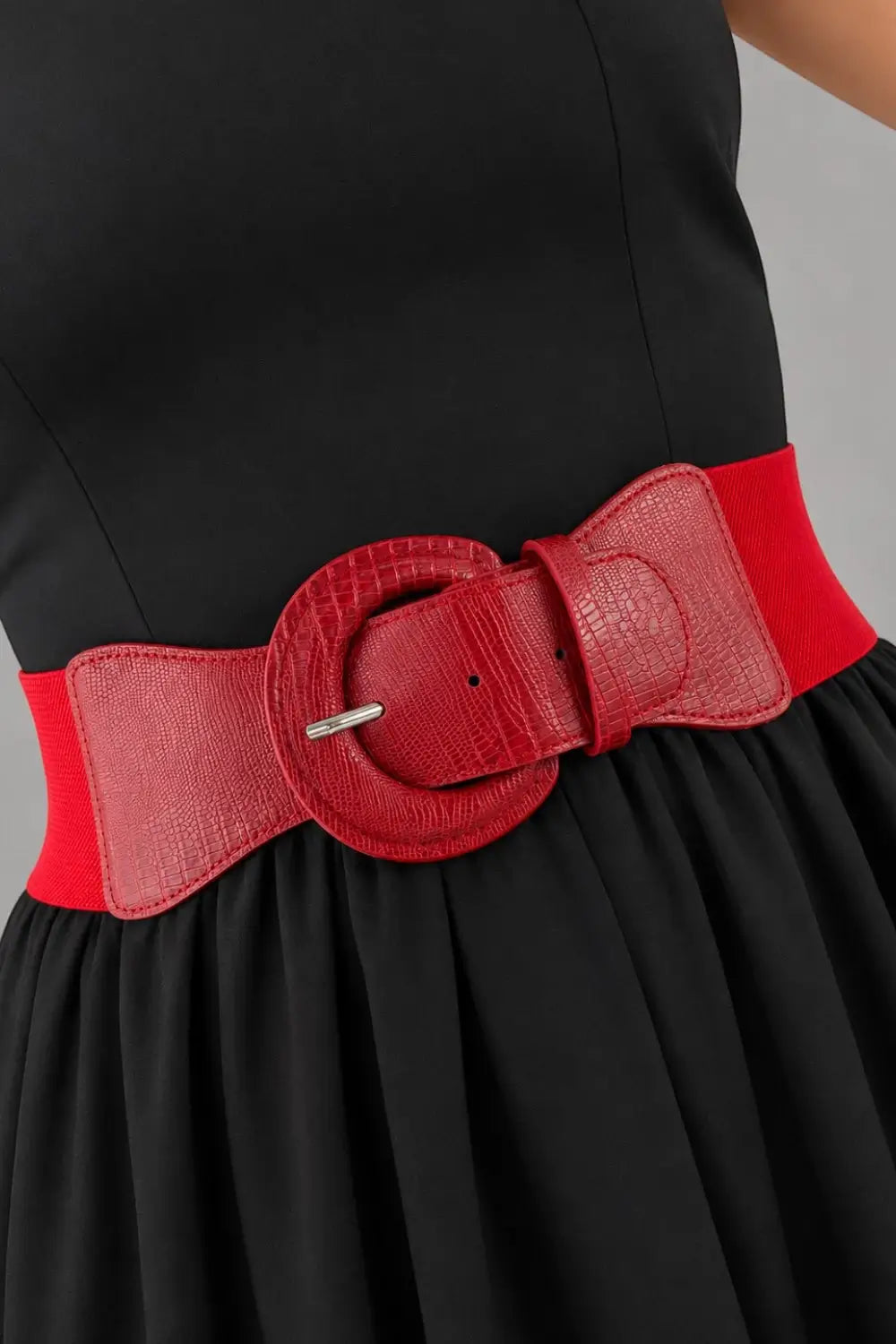 Ro Rox Wide Elasticated Waist Belt with Croc-Effect Buckle