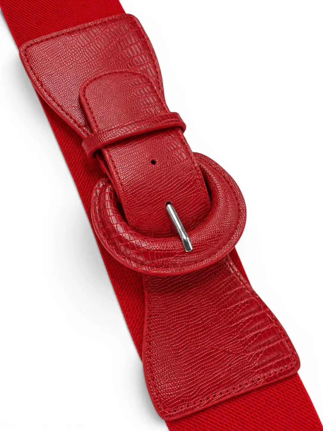 Ro Rox Wide Elasticated Waist Belt with Croc-Effect Buckle