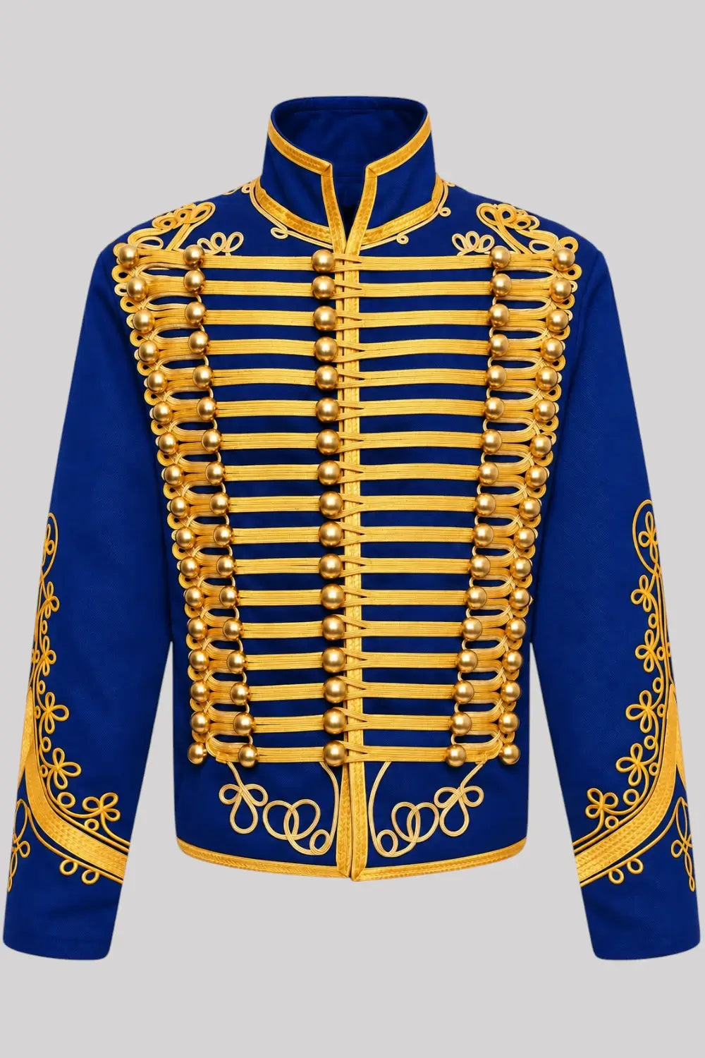Ro Rox Men’s Adam Luxe Military Drummer Jacket – Blue Parade Hussar Style