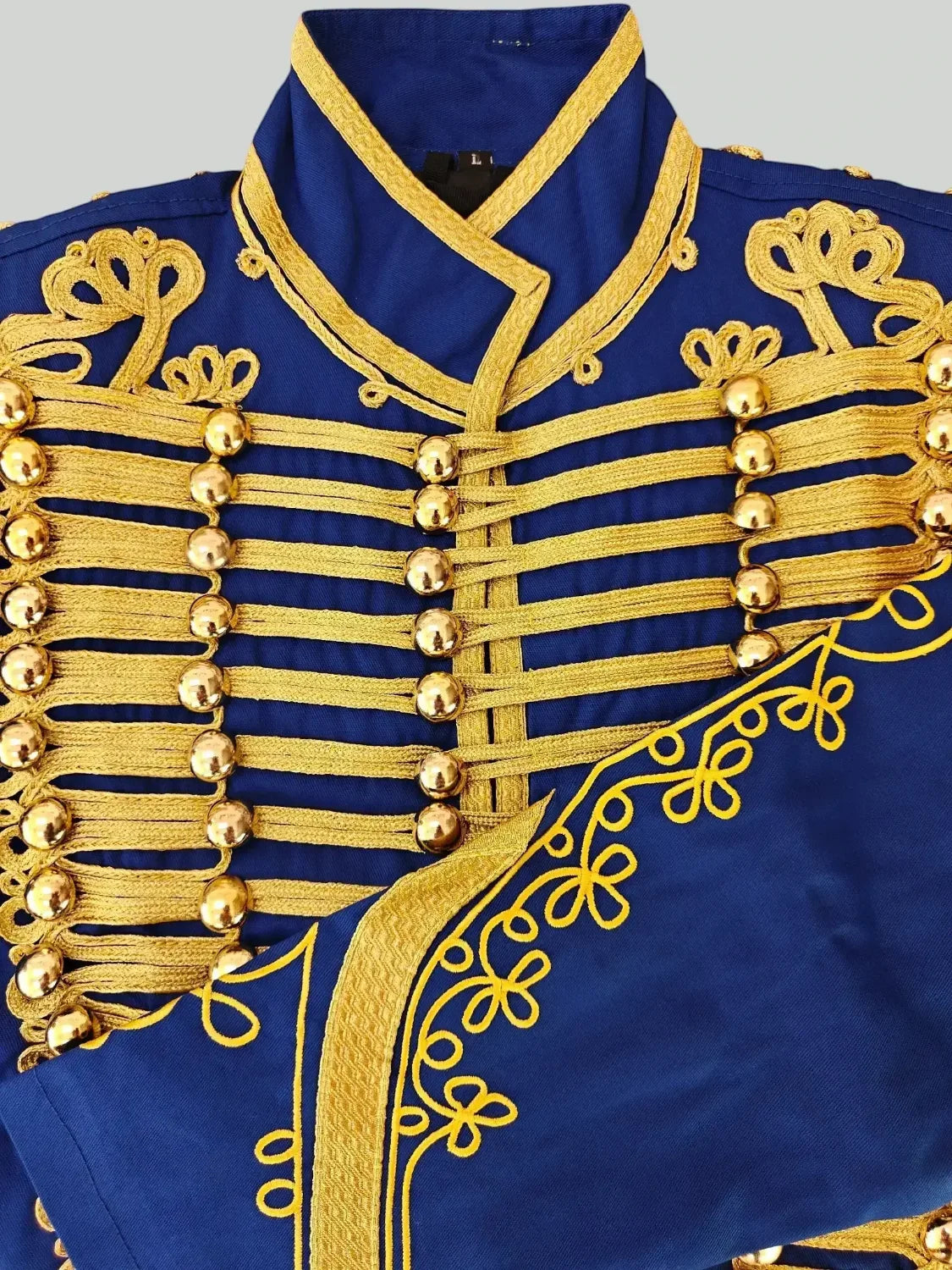 Ro Rox Men’s Adam Luxe Military Drummer Jacket – Blue Parade Hussar Style