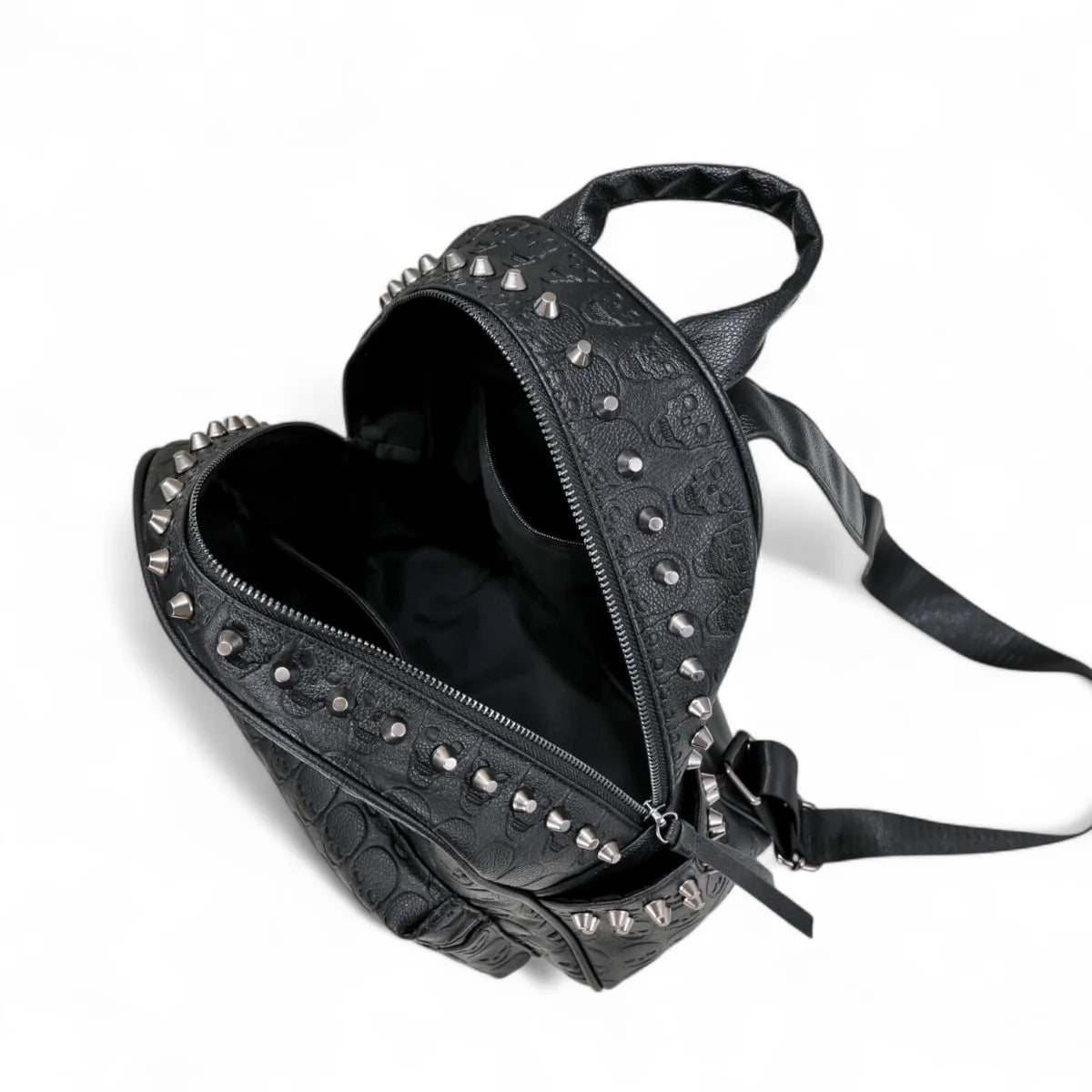 black leather studded bag backpack Ro Rox Skull Studded Backpack Gothic Rucksack Black Punk