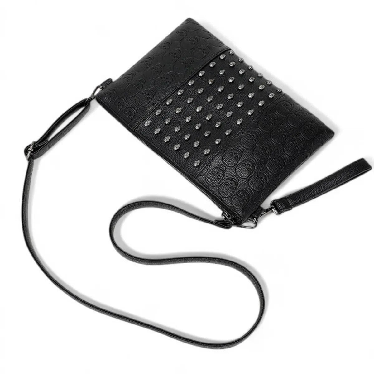 Ro Rox Skull Studded Clutch Mini Evening Handbag Black Punk