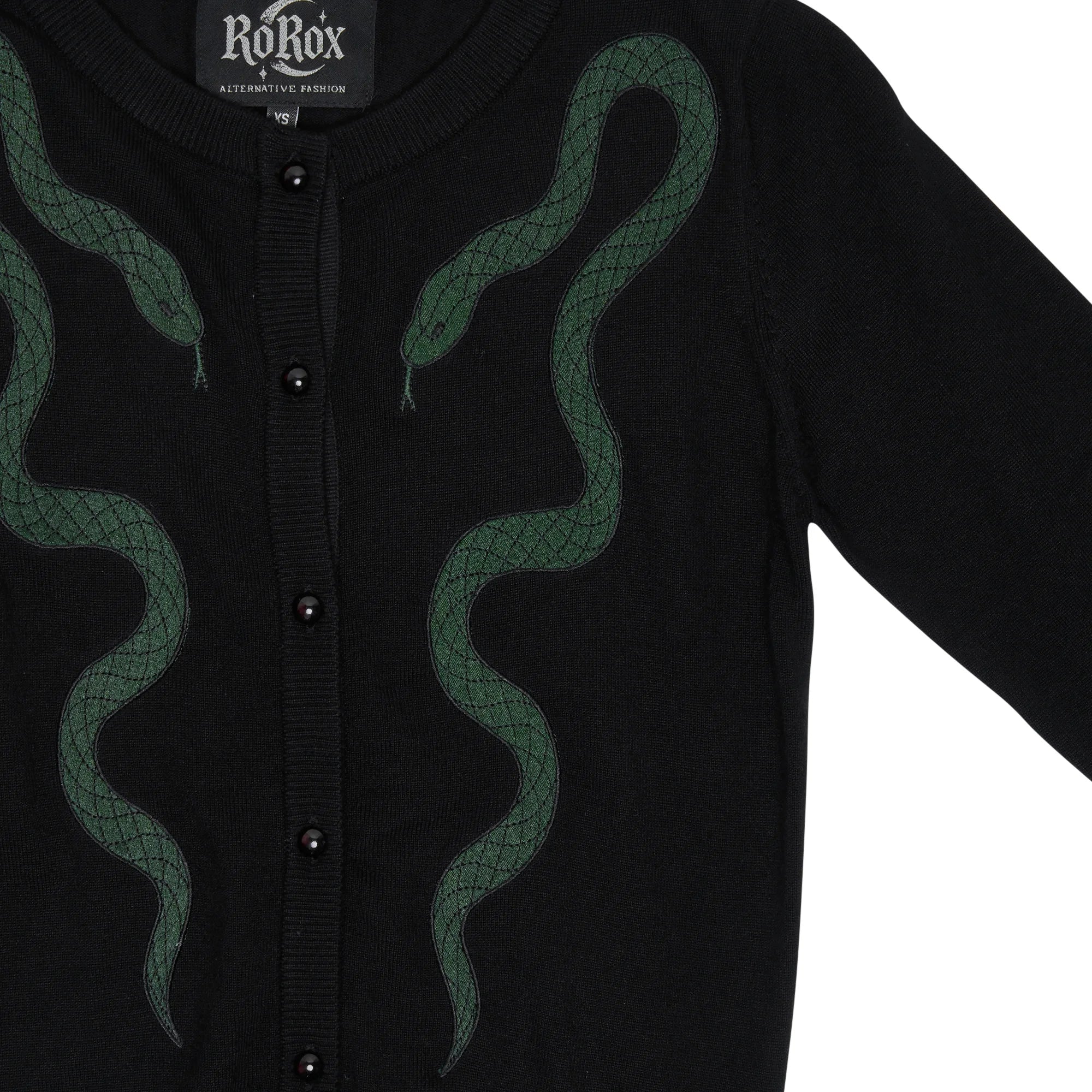 Ro Rox Green Snake Cardigan - Gothic Retro Knitwear in Sizes