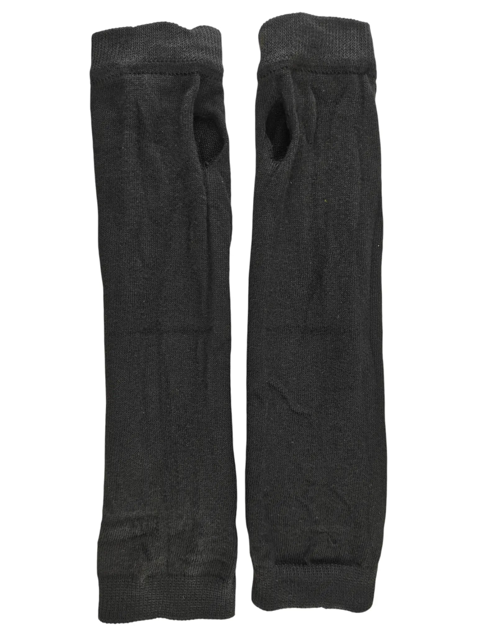 Gothic Knit Arm Warmers with Thumbholes Black & Grey