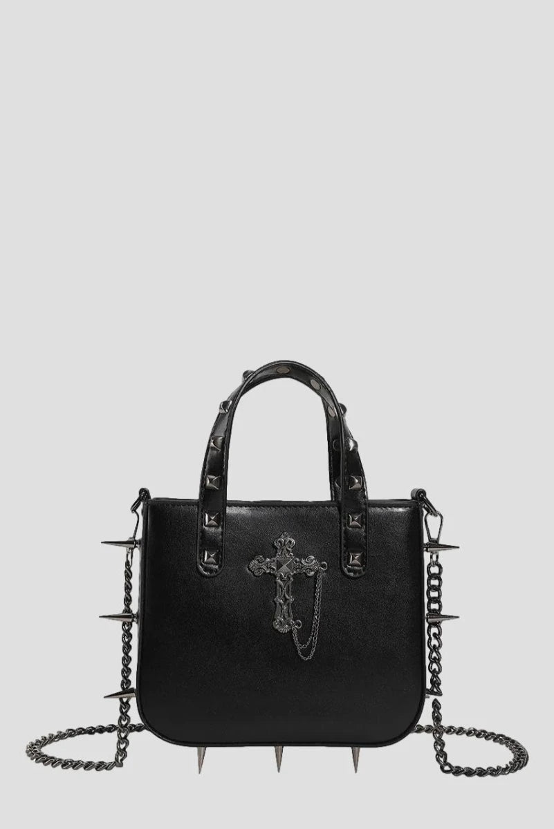 Ro Rox Spiked & Studded Cross Bag Gothic Punk Chain Handbag | Ro Rox