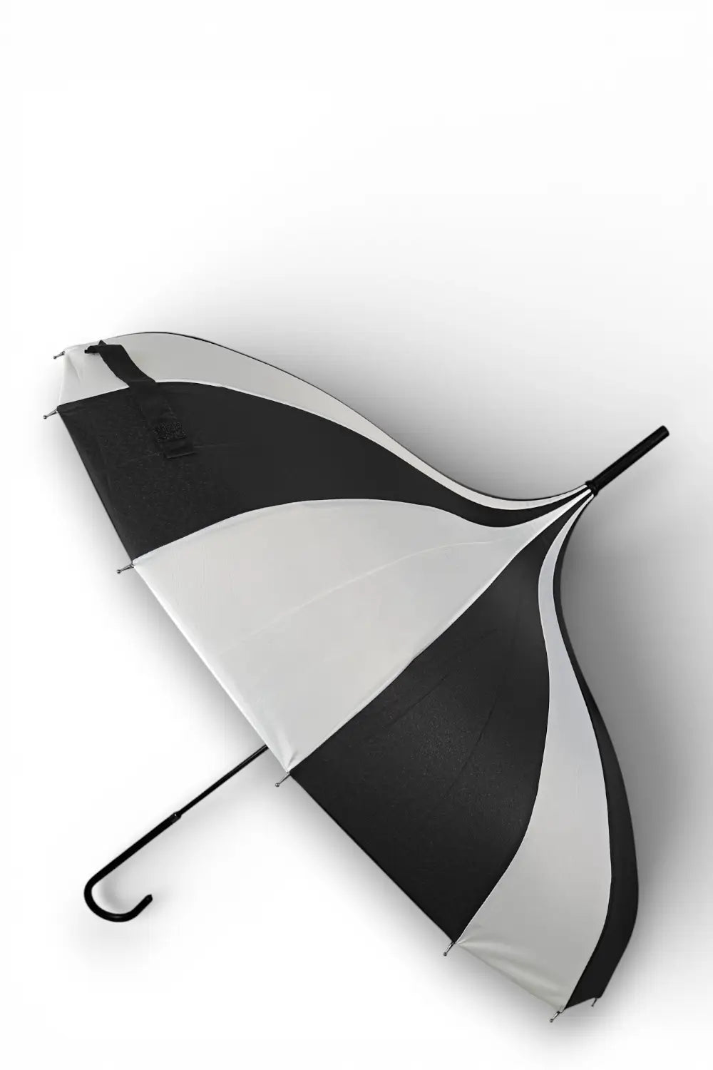 Ro Rox Striped Gothic Parasol - Black White Pagoda Umbrella