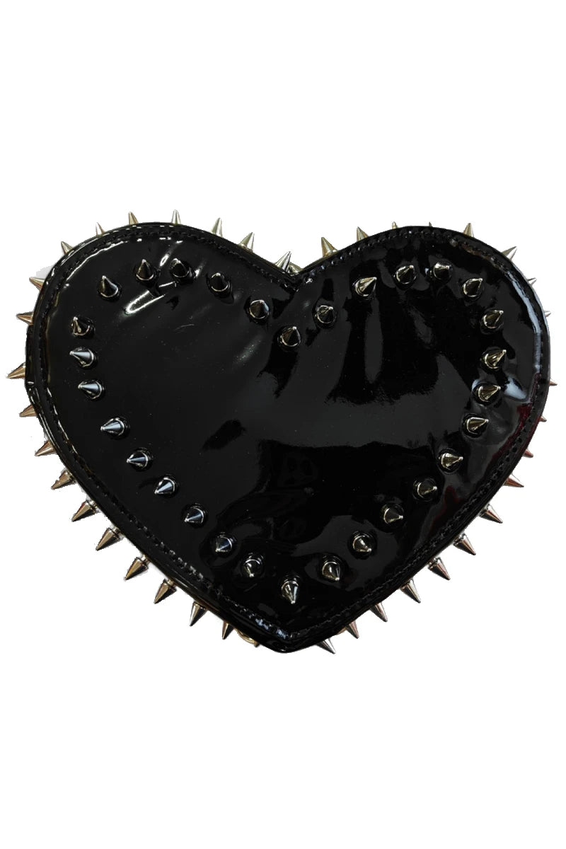 Ro Rox Heart Bag Black Studded Gothic Punk Gloss Backpack