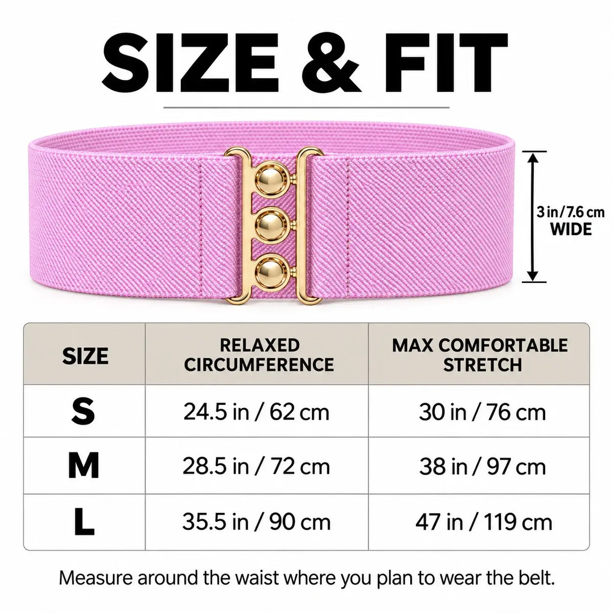 Ro Rox Elasticated Retro Wide Nurse Belt, Gold