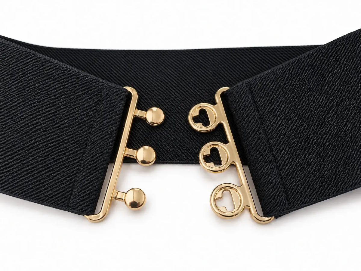 Ro Rox Elasticated Retro Wide Nurse Belt, Gold