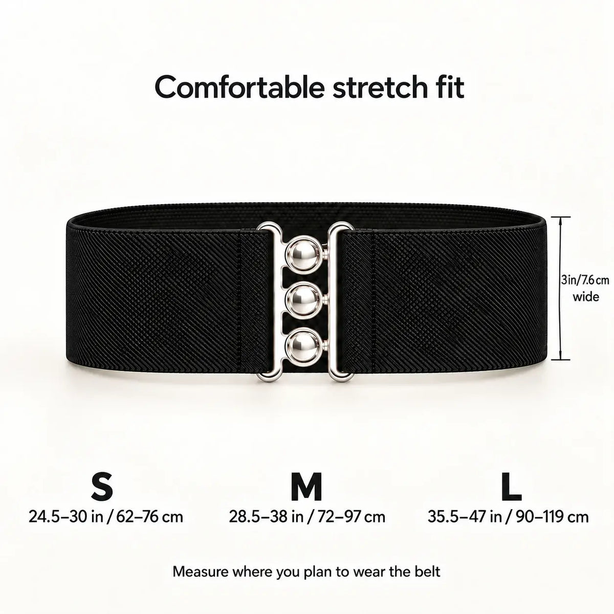 Ro Rox Vintage Wide Elastic Nurse Waist Belt – Silver Buckle
