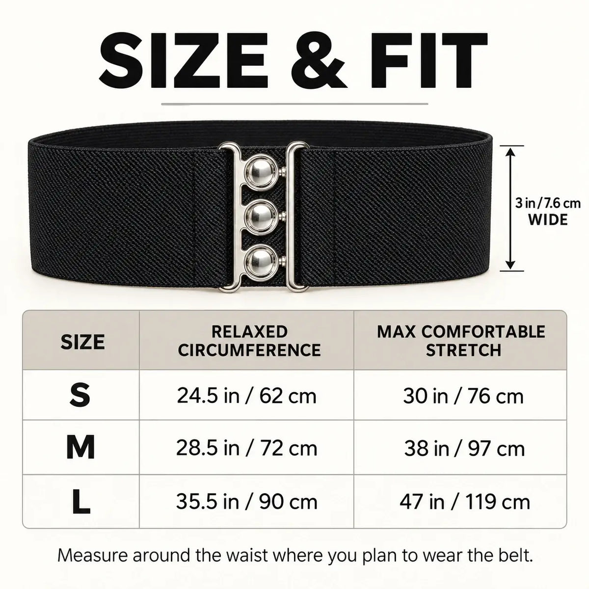 Ro Rox Vintage Wide Elastic Nurse Waist Belt – Silver Buckle