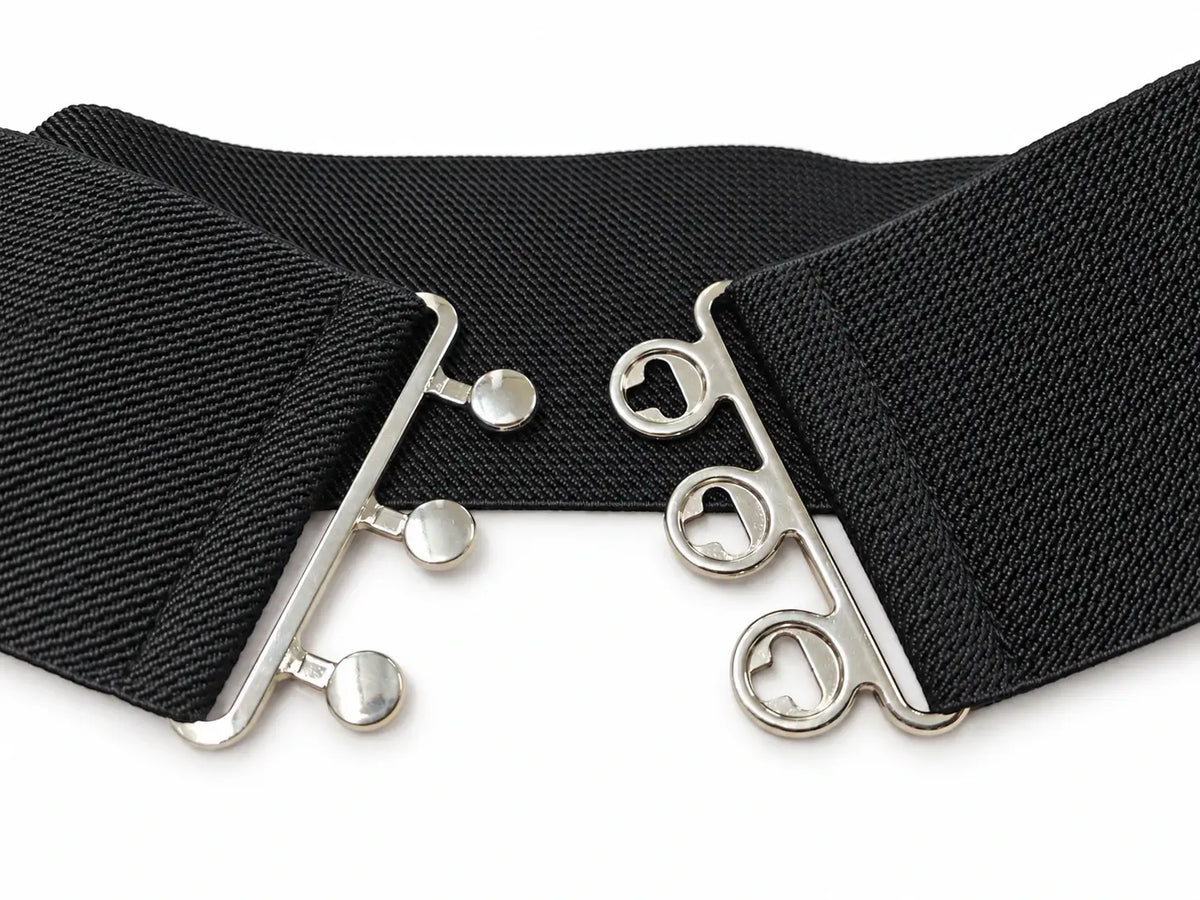 Ro Rox Vintage Wide Elastic Nurse Waist Belt – Silver Buckle