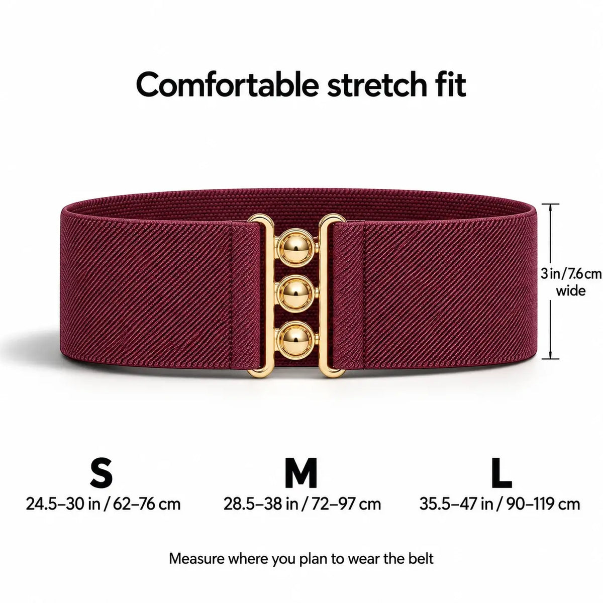 Ro Rox Elasticated Retro Wide Nurse Belt, Gold
