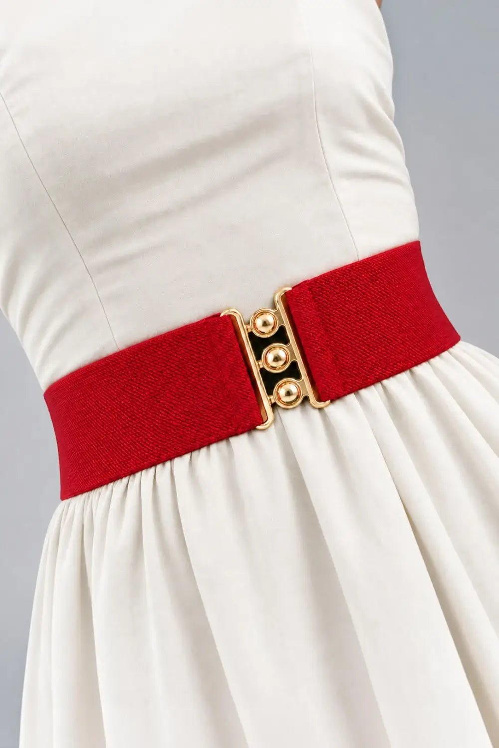 Ro Rox Elasticated Retro Wide Nurse Belt, Gold