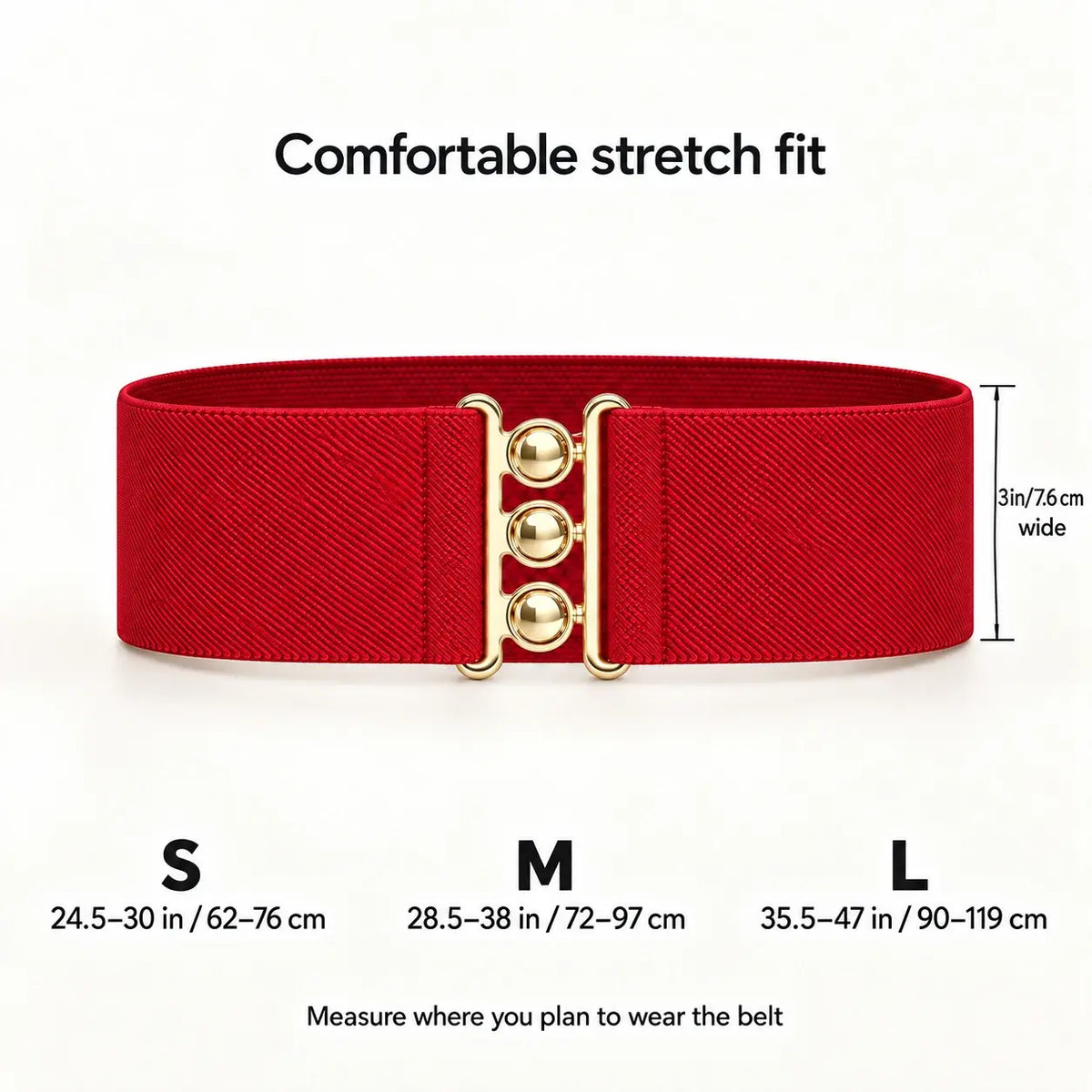 Ro Rox Elasticated Retro Wide Nurse Belt, Gold