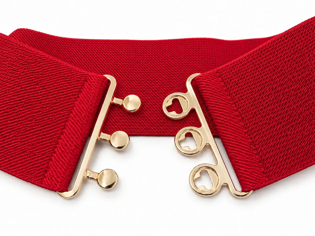 Ro Rox Elasticated Retro Wide Nurse Belt, Gold