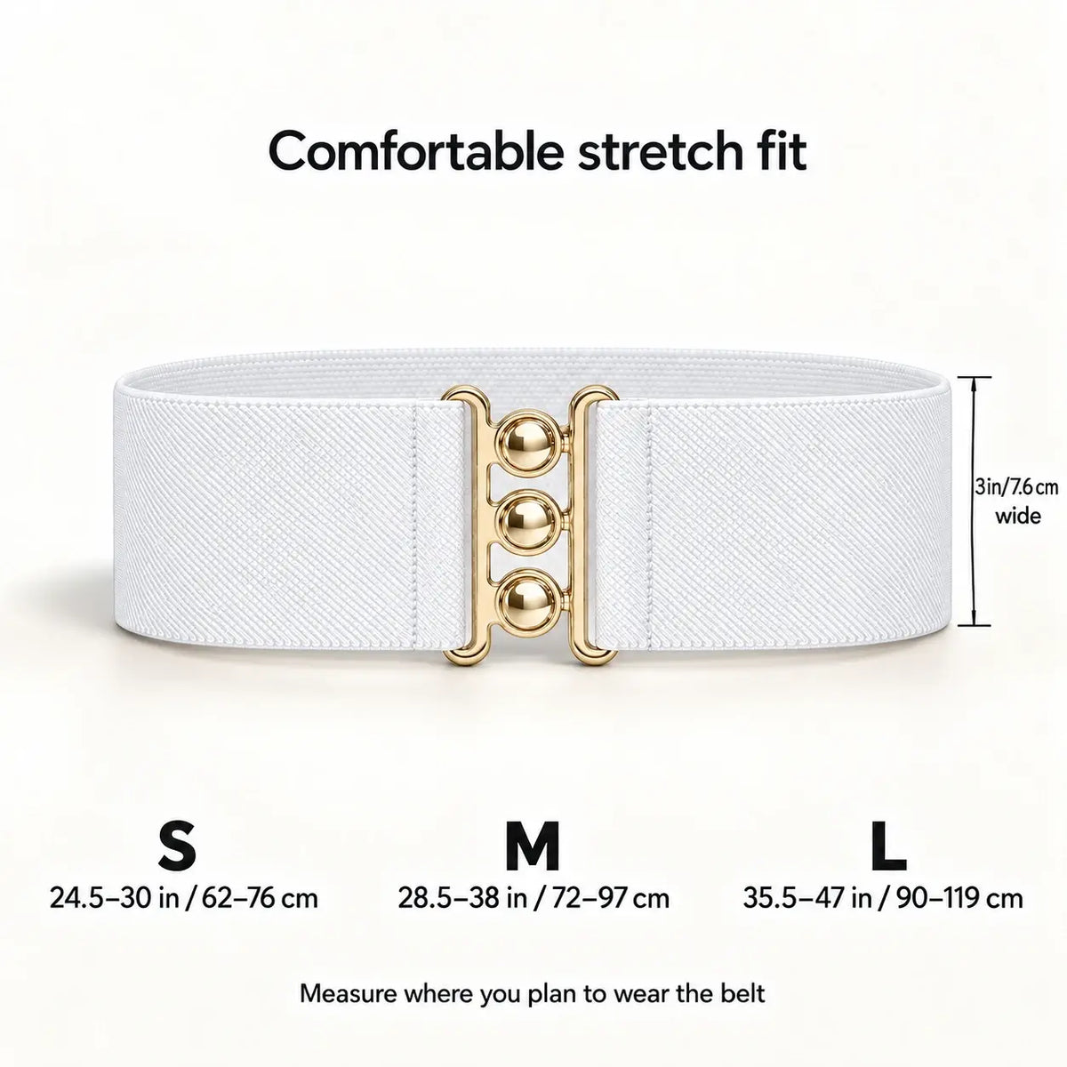 Ro Rox Elasticated Retro Wide Nurse Belt, Gold
