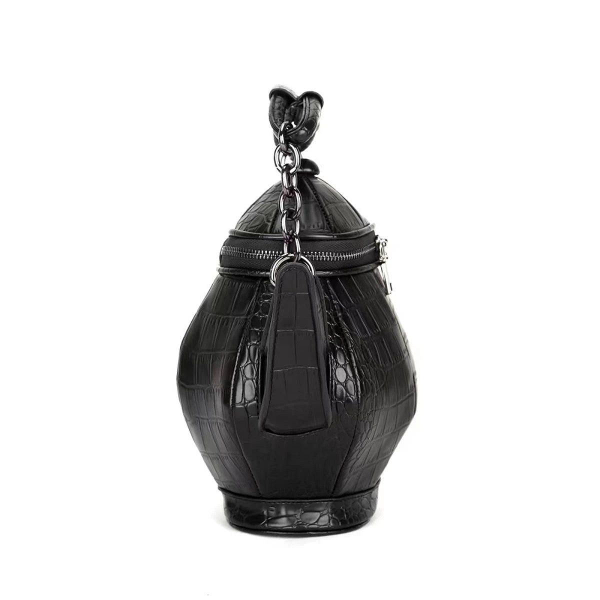 Ro Rox Teapot Bag- Croc Textured & Chain Strap - Gothic Purse