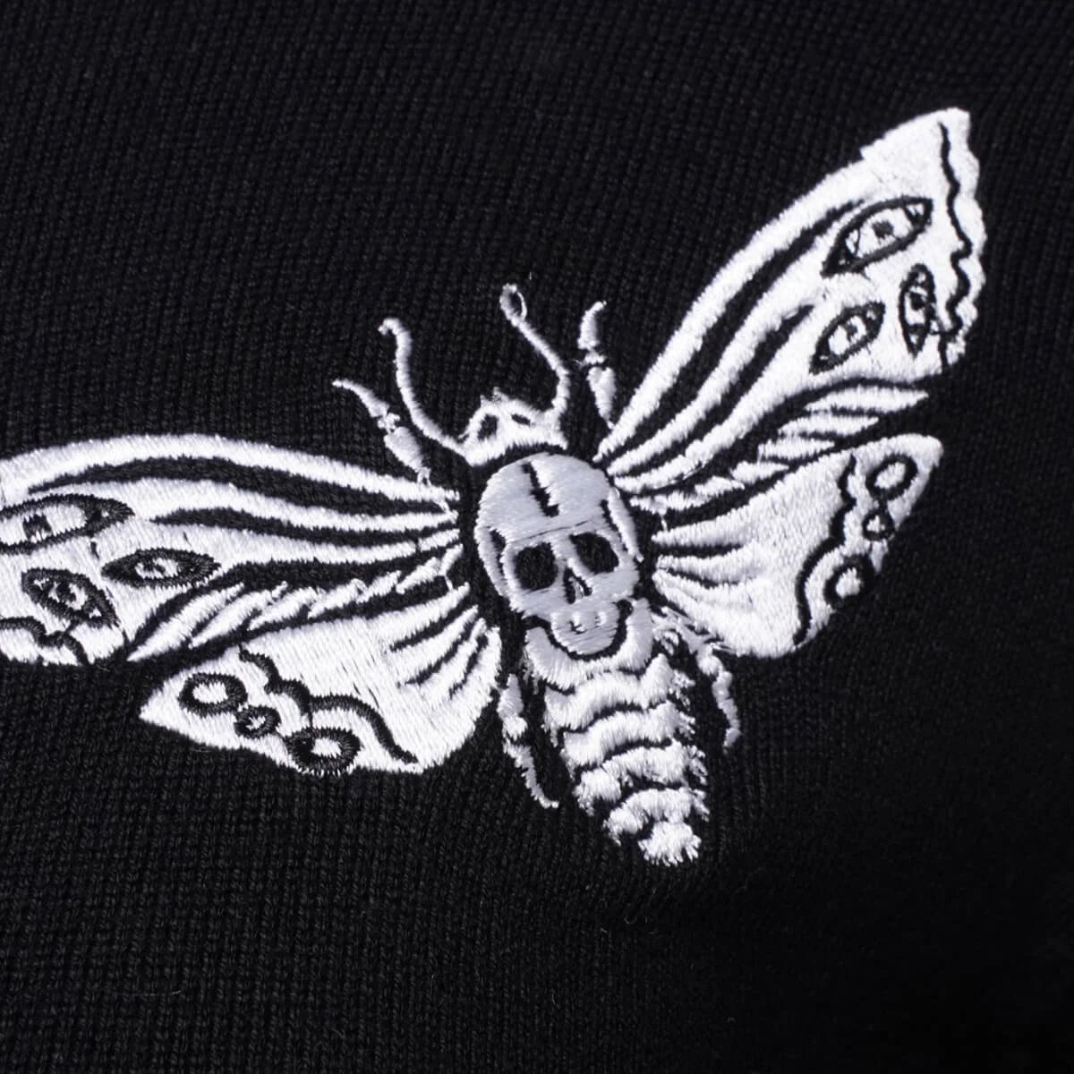 Ro Rox Deathmoth Cardigan Long Sleeve Goth Embroidery Knit Top