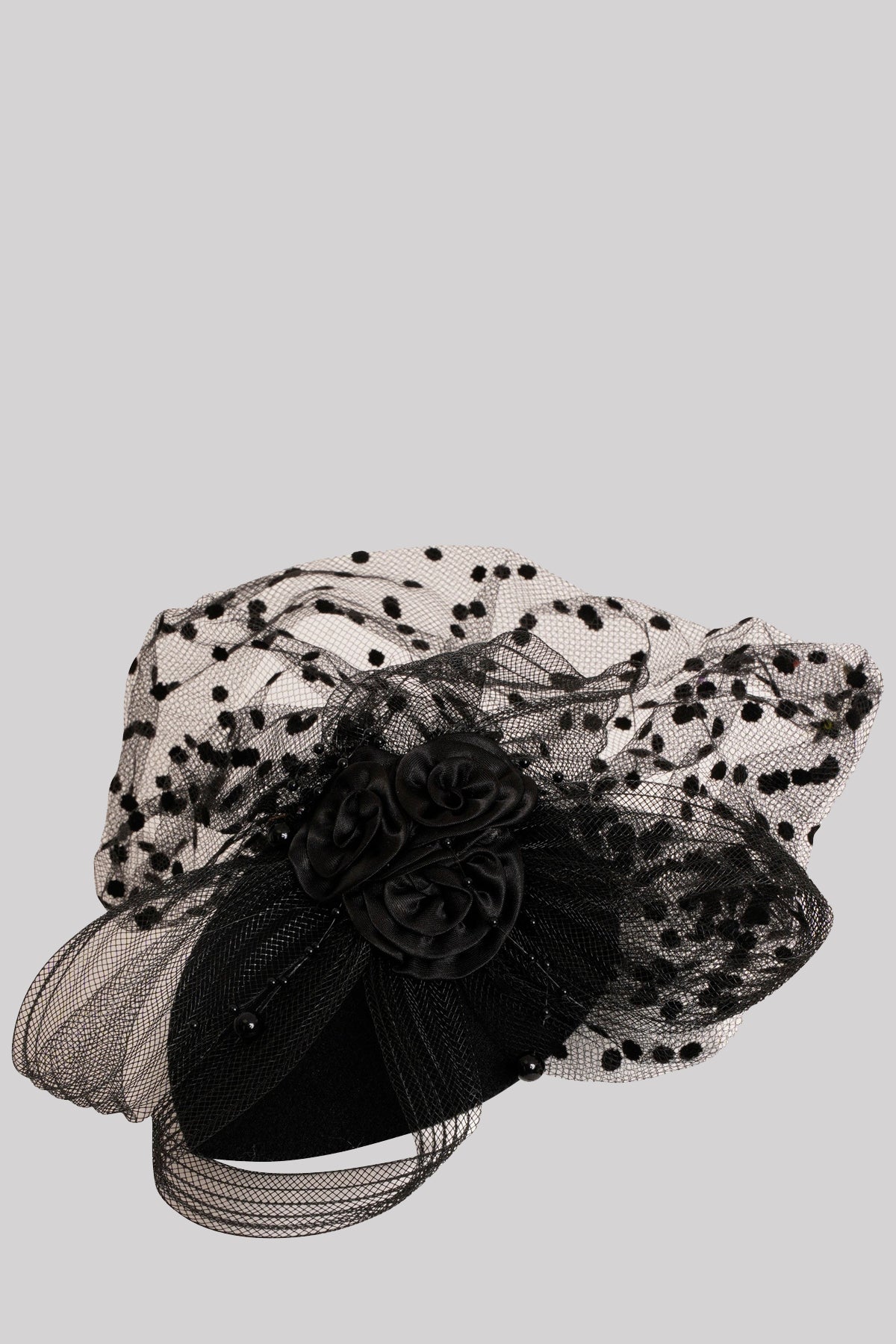 Ro Rox Retro 1940's 1950's Fascinator Net Triple Rose Hat Ro Rox