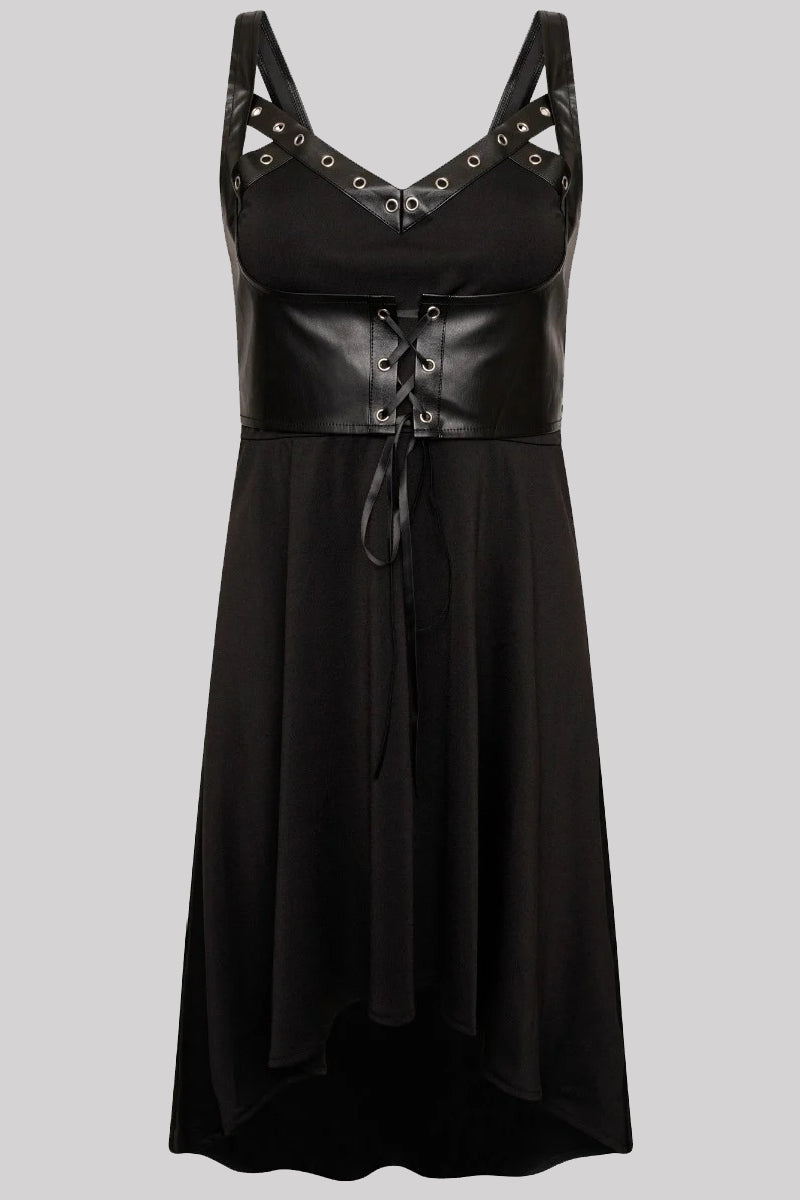 Ro Rox Willow Corset Detail Sleeveless High Low Hem Gothic Dress