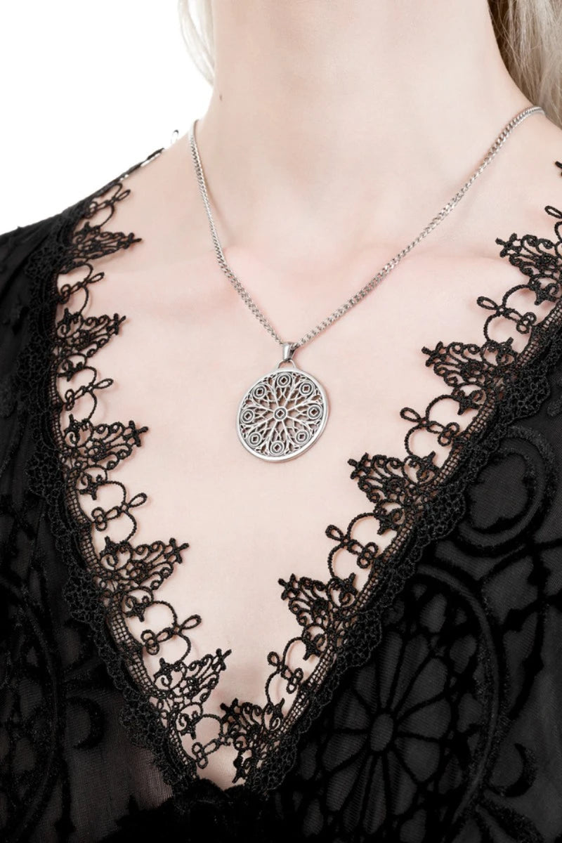 Restyle Rosarium Necklace - Gothic Rose Window Pendant