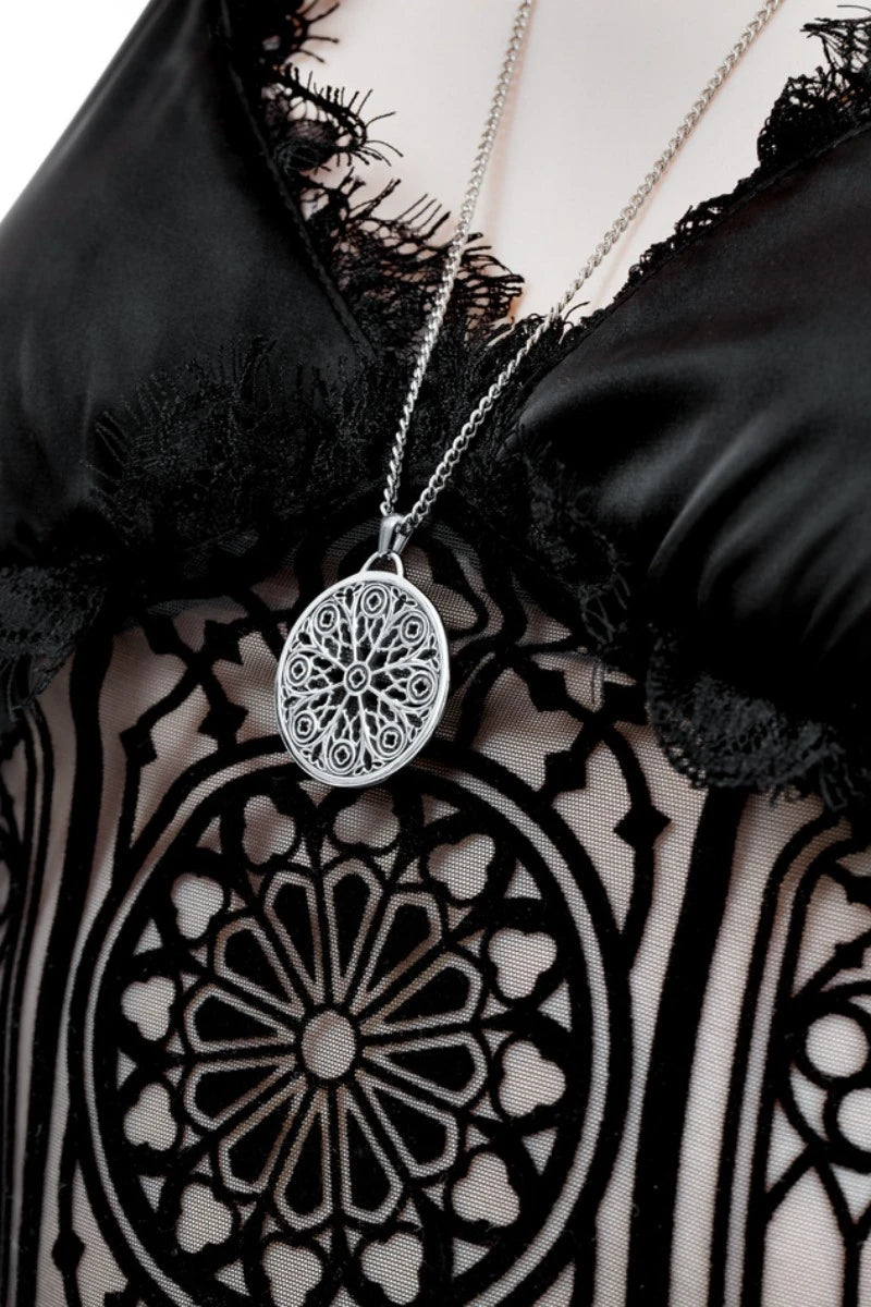 Restyle Rosarium Necklace - Gothic Rose Window Pendant