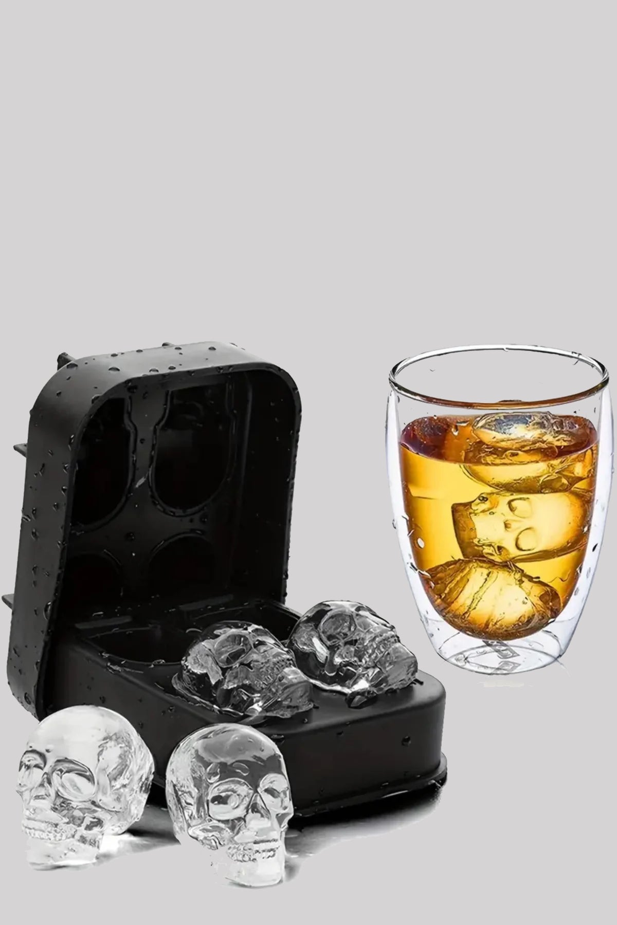 Skull Ice Cube Maker Tray Gothic Silicone Mould