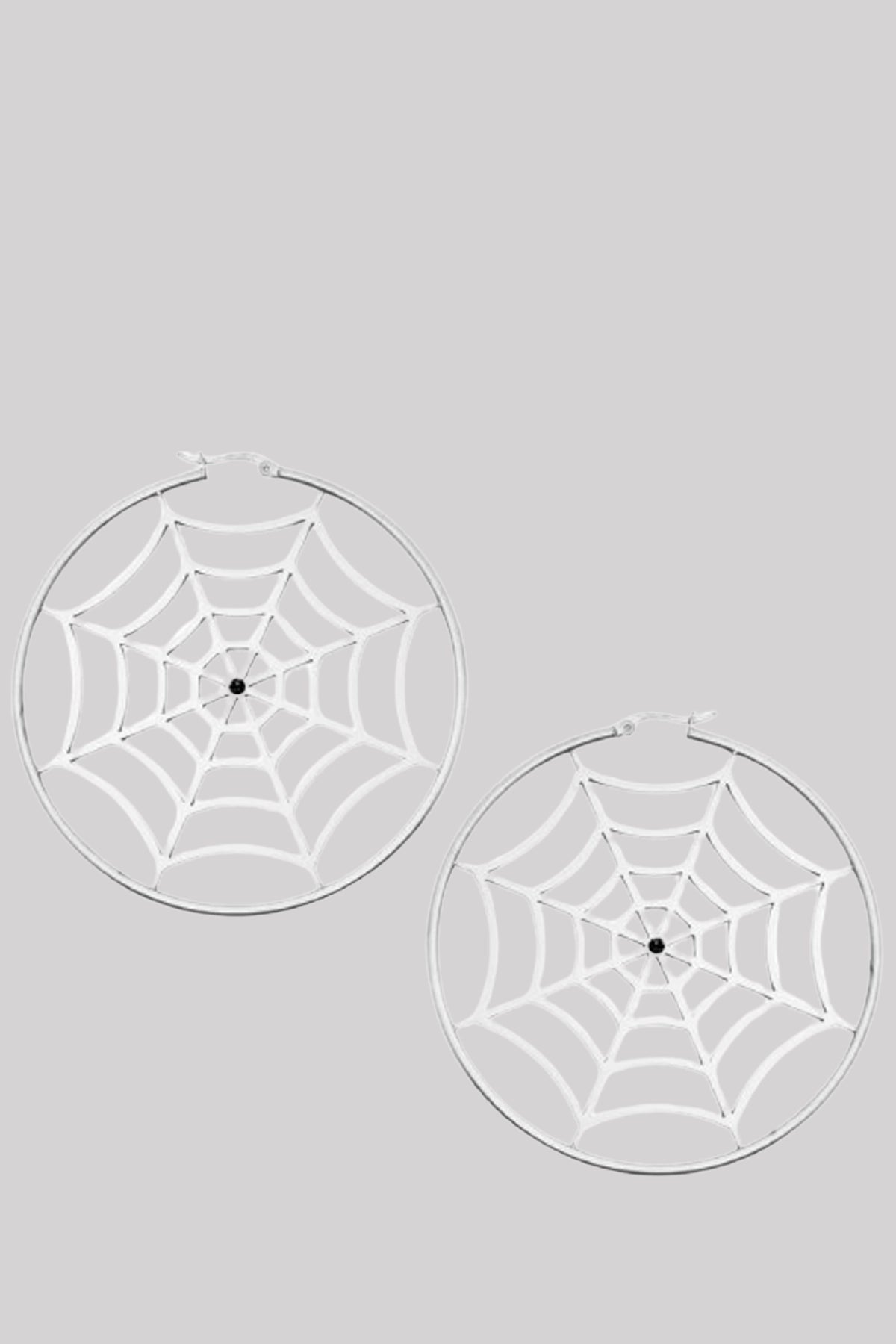 Sourpuss Spiderweb Large Hoop Gothic Black Gem Earrings