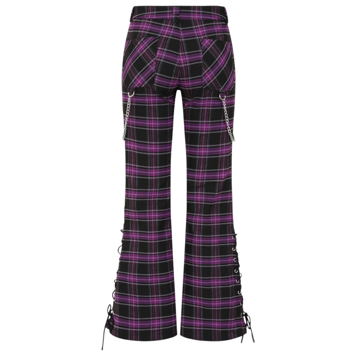 Banned Scarlett Vixen Trousers Purple Black Tartan Rock Pants