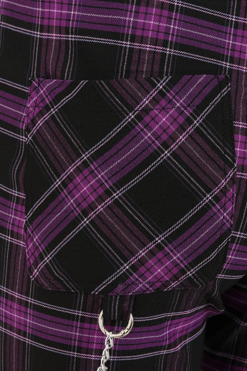 Banned Scarlett Vixen Trousers Purple Black Tartan Rock Pants