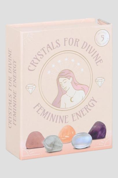 Set of 5 Crystals for Divine Feminine Energy with Gift Pouch