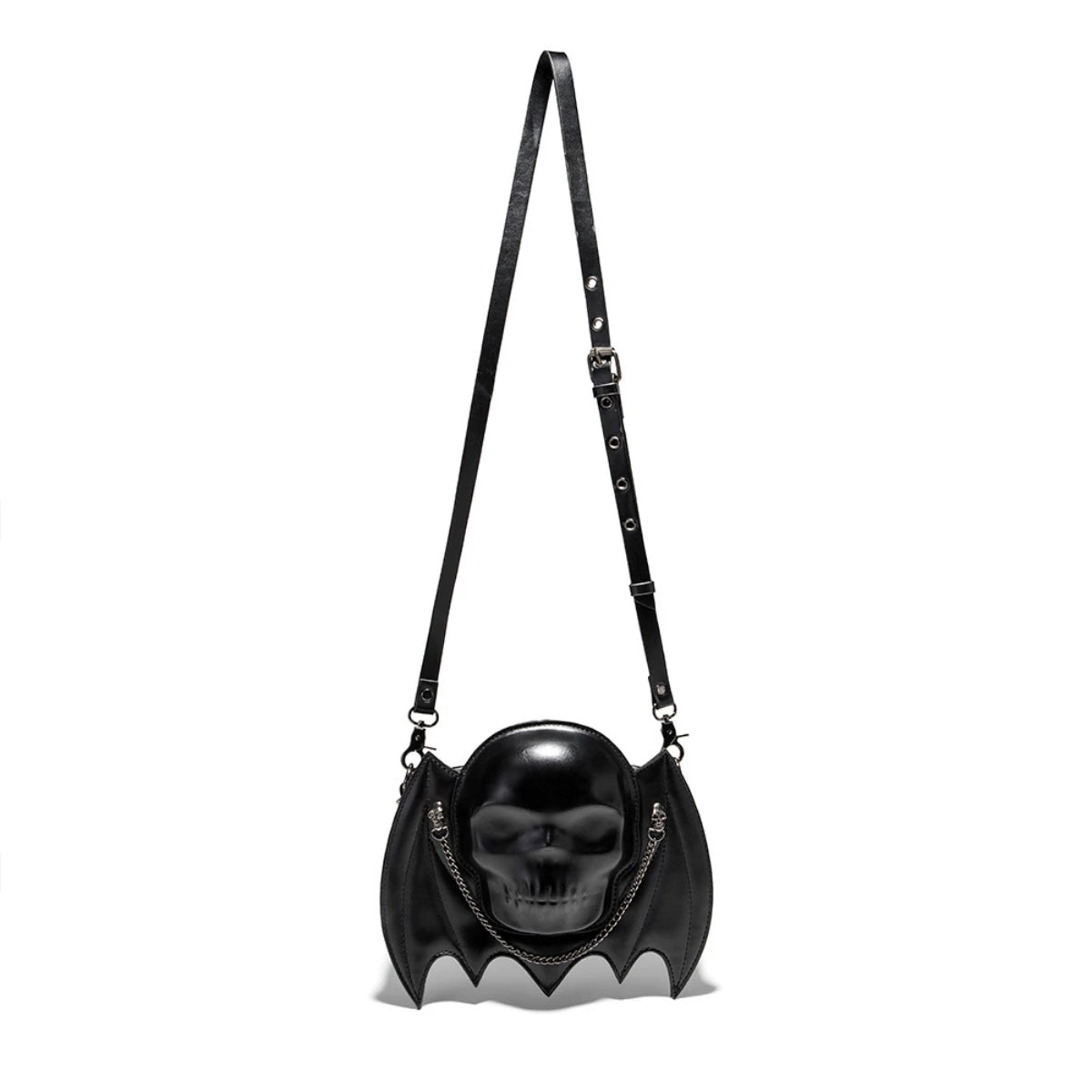 Ro Rox Skull Head Bag with Bat Wings - Gothic Punk Handbag