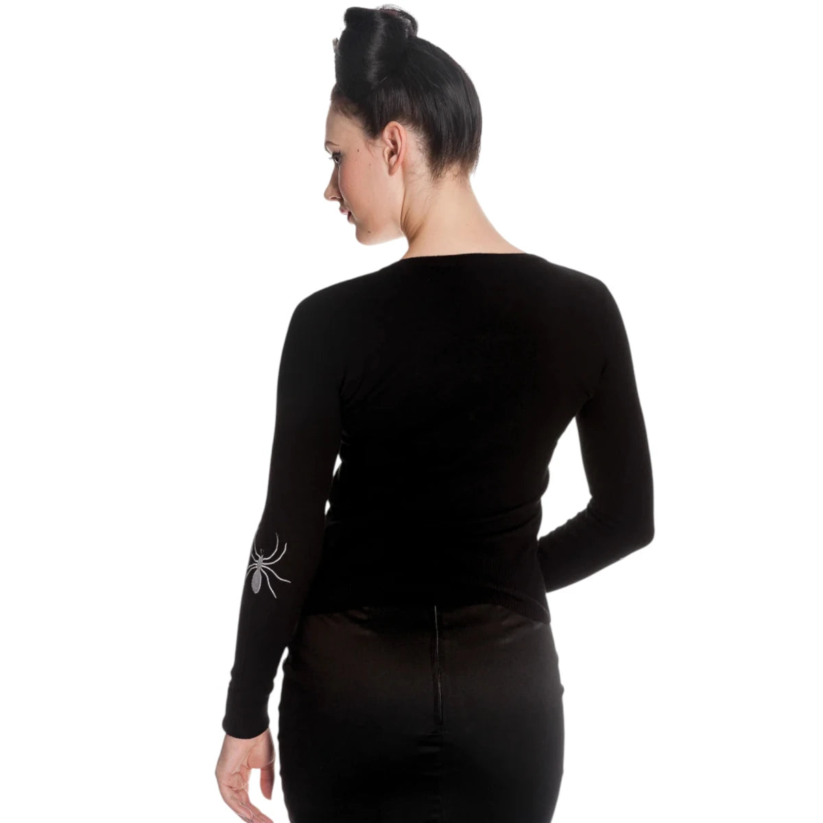 Hell Bunny Spider Cardigan Black Gothic Spider Web Knit Top