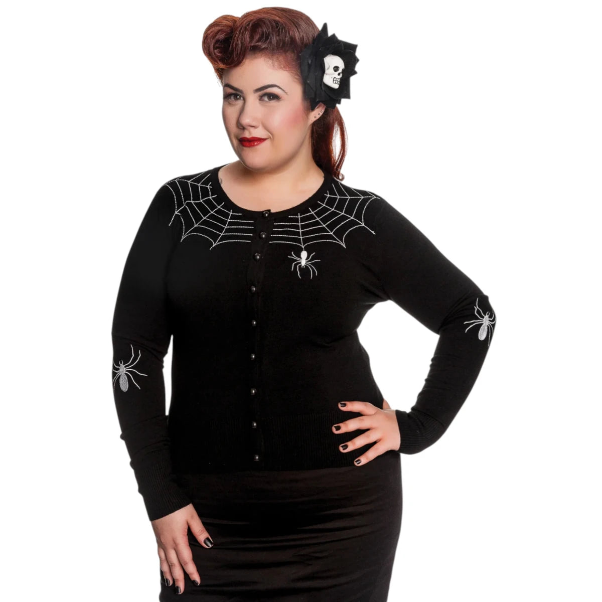 Hell Bunny Spider Cardigan Black Gothic Spider Web Knit Top