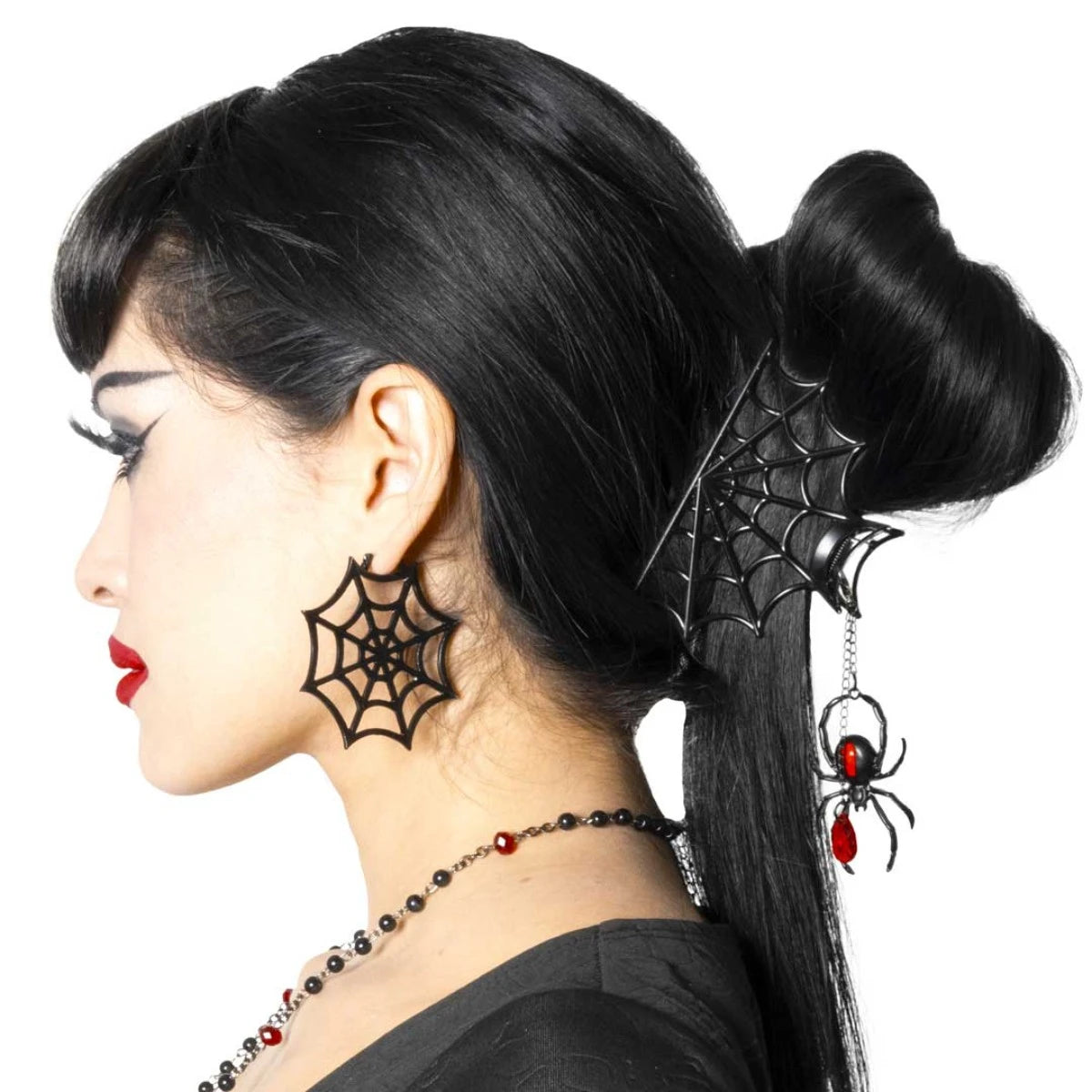 Kreepsville Web Claw Clip - Spider Charm Goth Hair Accessory