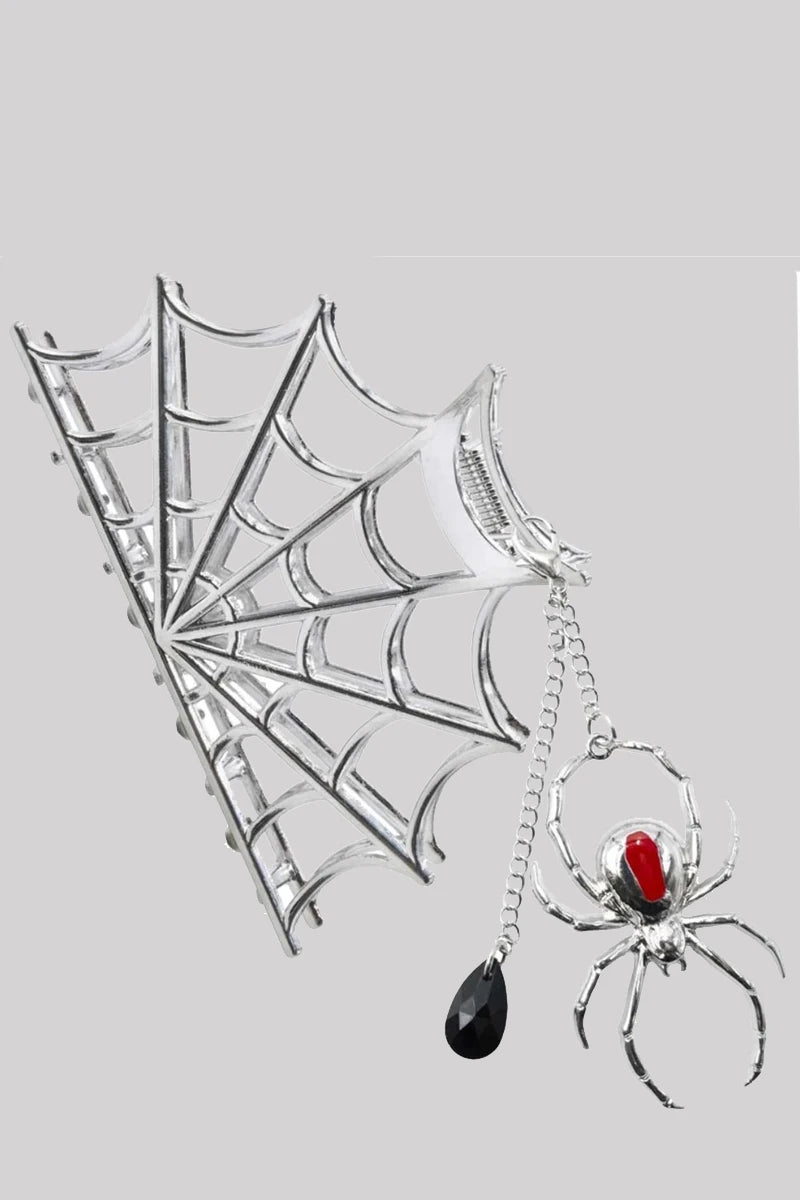 Kreepsville Web Claw Clip - Spider Charm Goth Hair Accessory