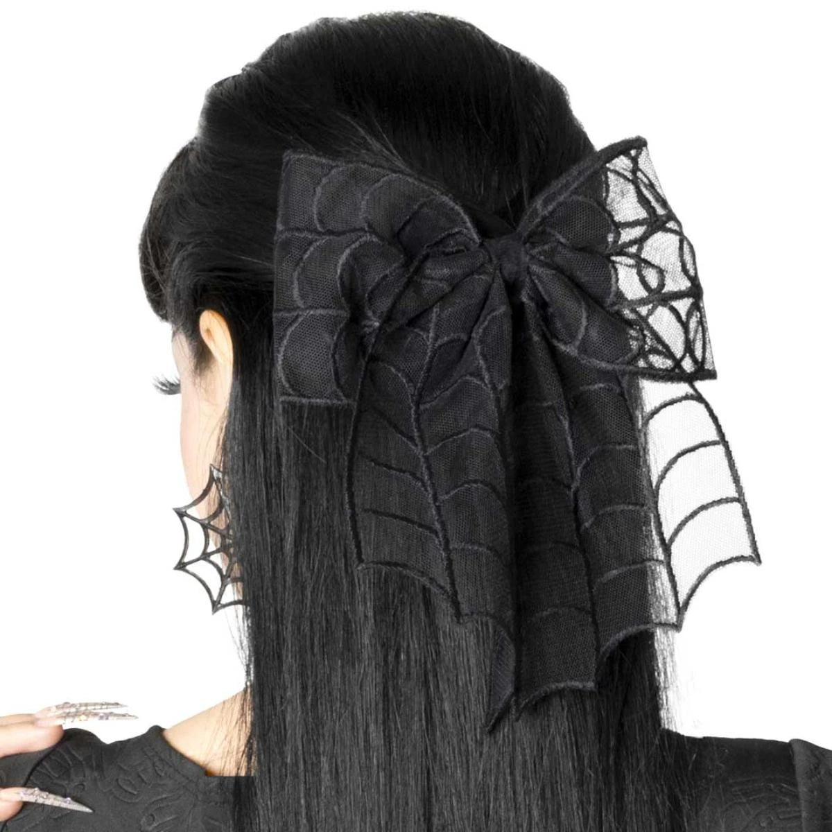 Kreepsville 666 Hair Bow – Spiderweb Lace Gothic  Accessory