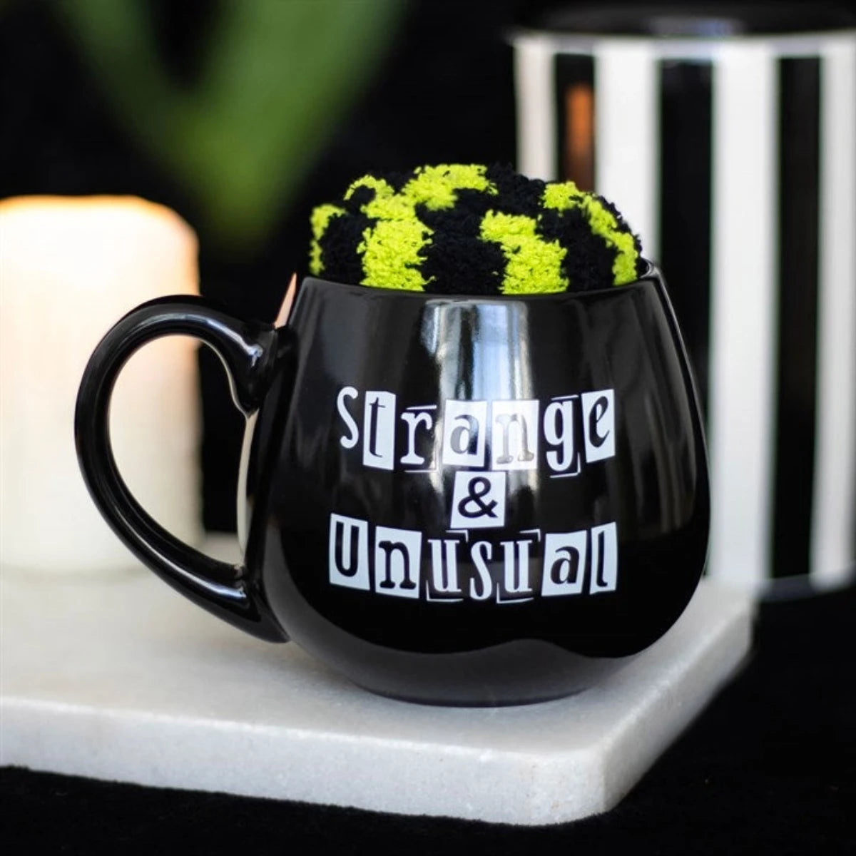 Strange & Unusual Gothic Mug and Socks Set - Cozy Gift Bundle